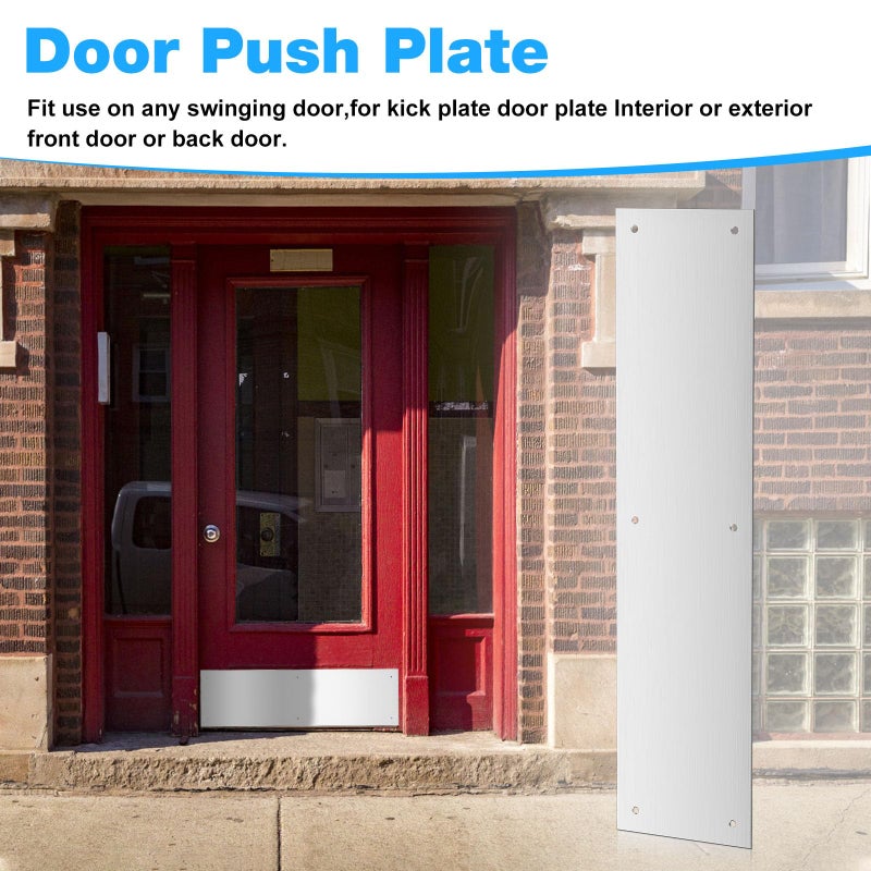 Kscjdg Door Push Plate-Door Kick Plate-4x16 in Door Plates-Kick Plate Door Plate Interior or Exterior Front Door or Back Door Door Protection with 6 Screws - 2 Pack - Image 2